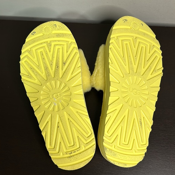 UGG Sunny Yellow Fluffy Slides - Picture 8 of 9